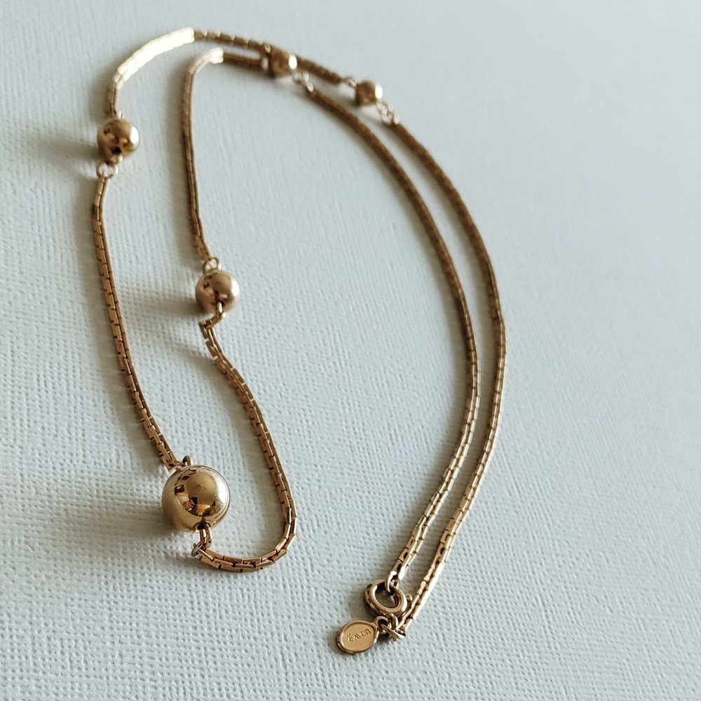 Avon Gold Tone Rope Chainwith Gold Beads Necklace 26 inches in Length - 1980s